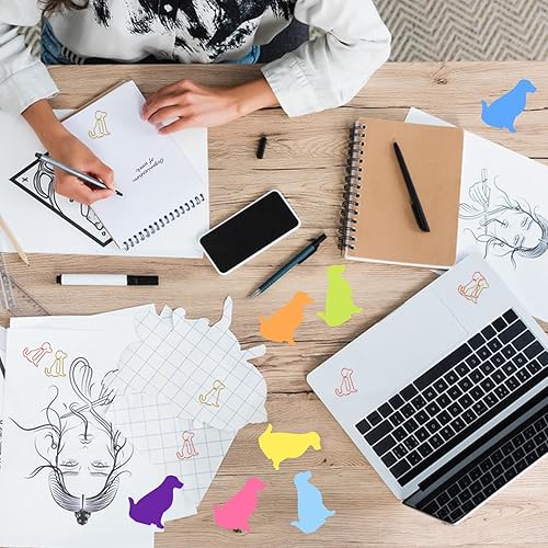 Miniatura 5 de TIESOME Lindas notas adhesivas para perros con clips de papel, 210 hojas de notas autoadhesivas de animales de dibujos animados, pestañas de índice