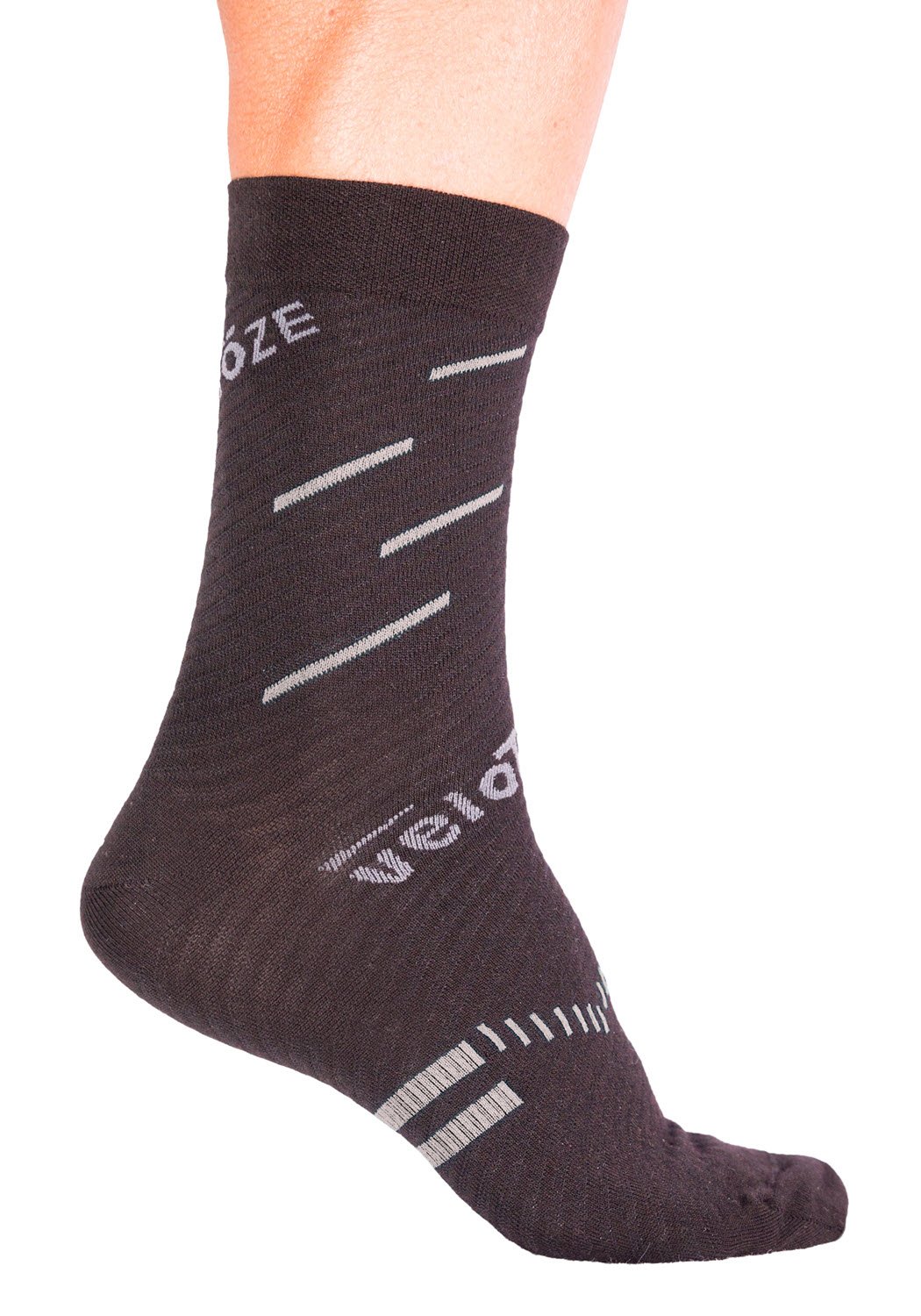 veloToze Cycling Sock - Active Compression with Coolmax (Black/Grey, Large/XL)