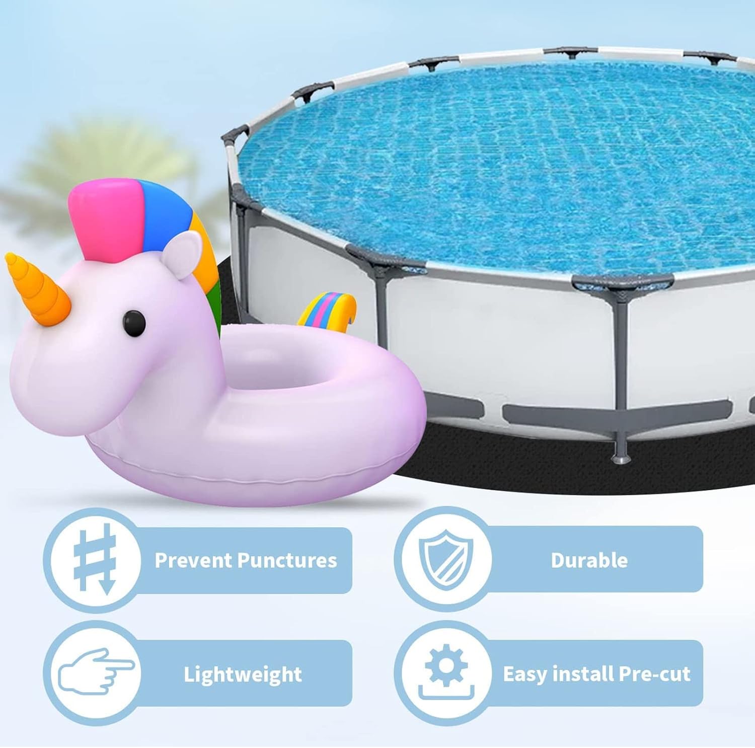 4 Meters Round Pool Liner Pad, Soft Comfortable Mat for 12ft Pools, Protective Swimming Pool Ground Cloth, Robust Felt Fabric Mat with High Density, Easily Trimmed for Any Shape