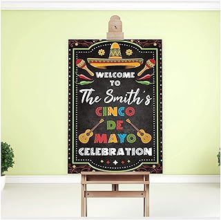 SPEEDYORDERS - Custom Cinco de Mayo Fiesta Sign, Mariachi Hat, Cinco De Mayo Decorations, Mexican Fiesta Photo Prop, Welcome Party Sign, Handmade Party Supply Size 24x18, 36x24 and 48x36
