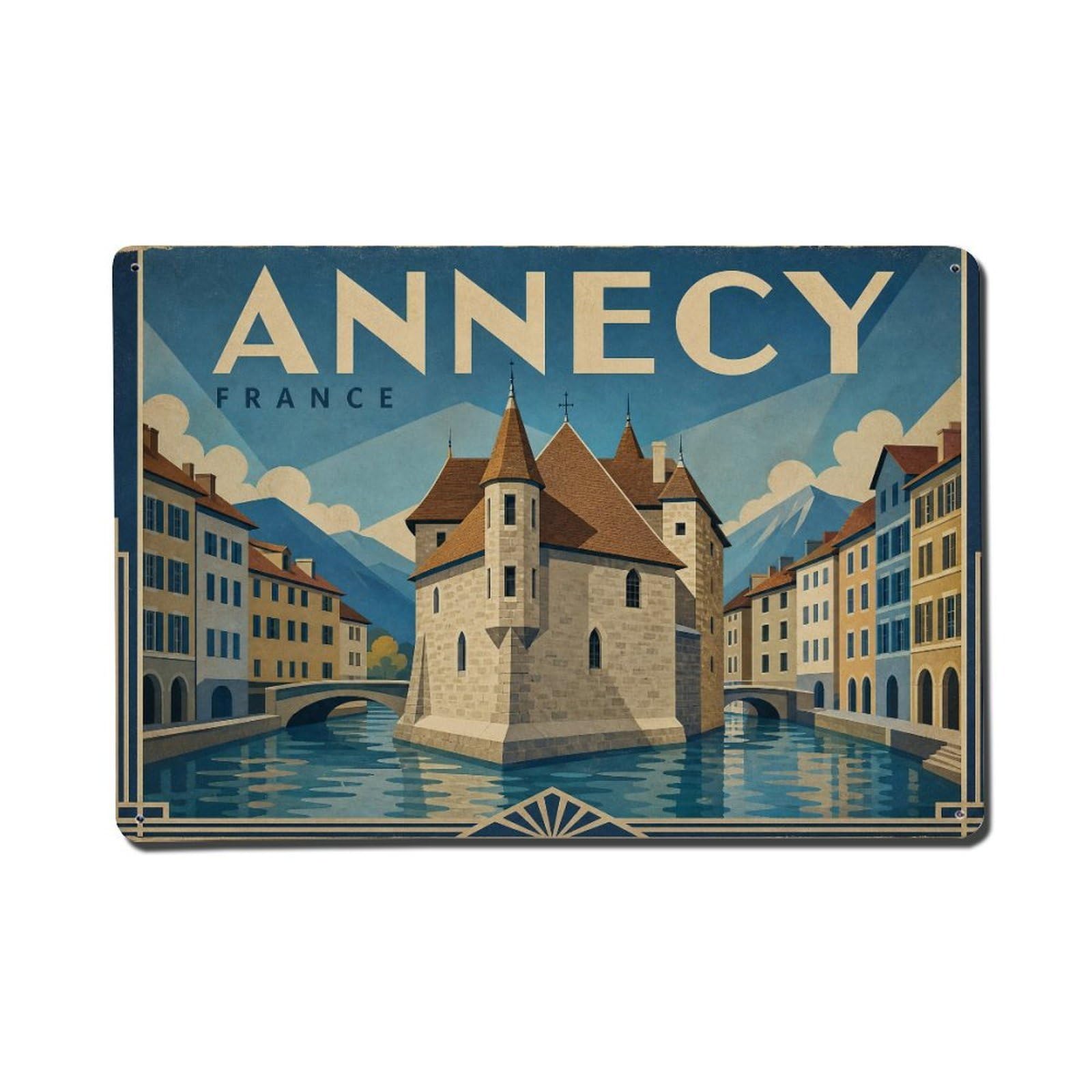 Travel Vintage France Annecy Metal Tin Sign
