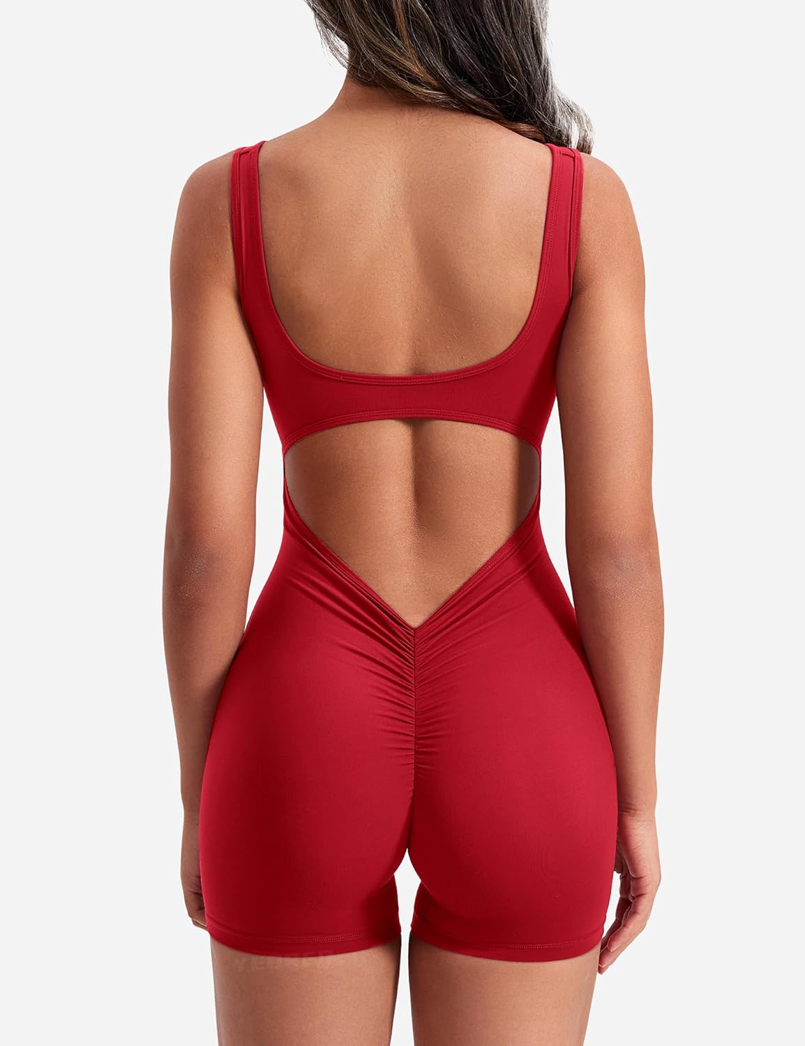 YEOREO One Piece Workout Jumpsuits for Women Backless Tummy Control Sleeveless Jumpsuits Lizvette V Back Scrunch Yoga Romper - Image 3