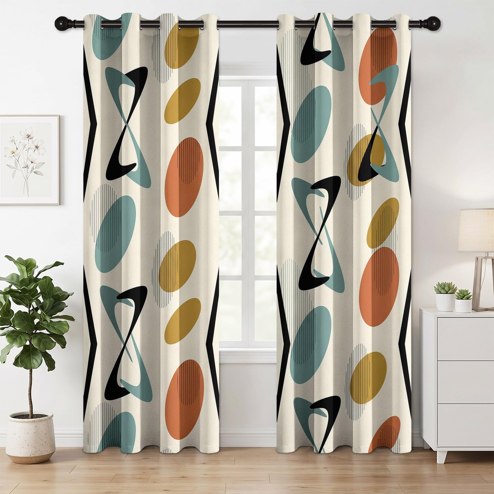 Tende oscuranti motivo astratto per la decorazione della casa 2 pannelli, L