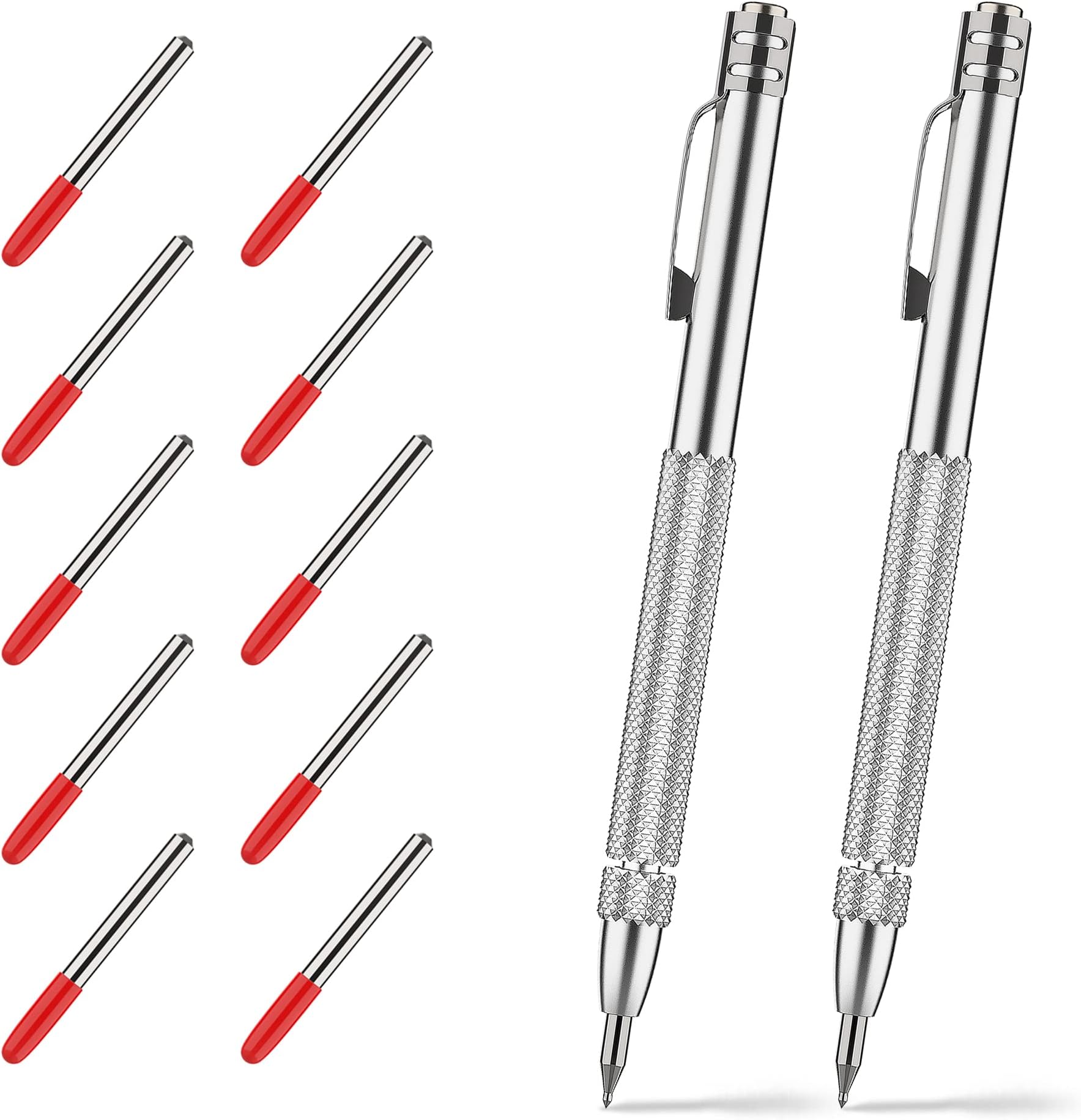 Glieskir 2 Pack Tungsten Carbide Scriber with Magnet,with Extra 10 Replacement Marking Tip,Etching Engraving Pen for Glass/Ceramics/Metal Sheet