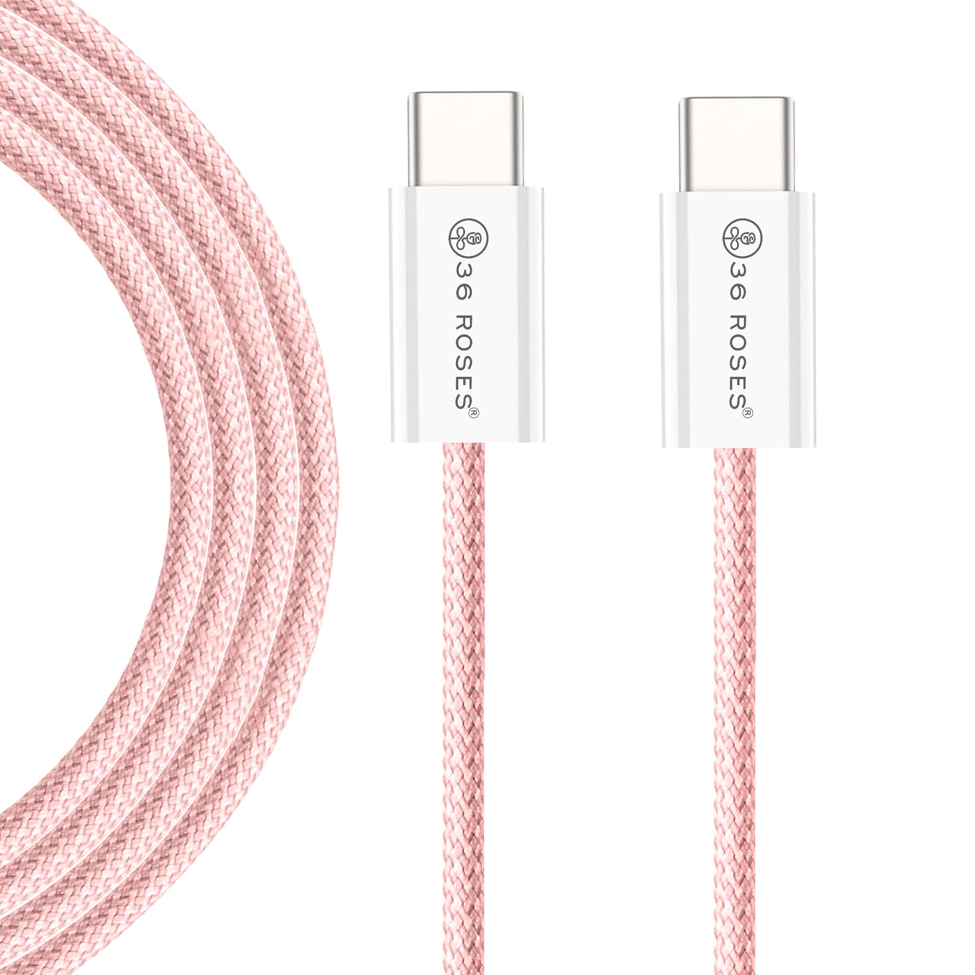 36 ROSES® USB C Cable 1M, Pink Quartz C to C Cable (C to C), Universal Fast Charger Type C for iPhone 16 & 15 Pro Max, Samsung Galaxy S24, S23, Macbook Pro/Air etc