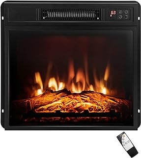 COSTWAY Electric Fireplace Insert 18-inch Wide, 1400W Recessed Fireplace Heater with Remote Control, 3 LED Flame Effects, 6H Timer, Electric Fireplace for Bedroom Home Office Indoor Use, Black