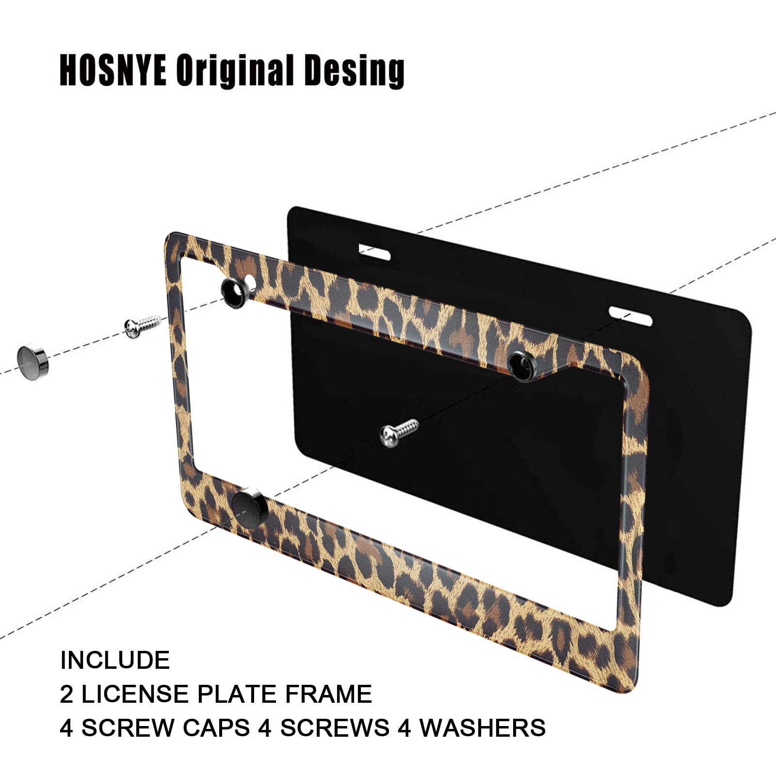 Black & White Zebra Print License Plate Frame - Aluminum, 12x6 Inch, 2-Hole Design For US Vehicles - View #8