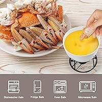 Vista 5 de Luvan 4 calentadores de mantequilla de 14.2 onzas para mariscos, derretidor de mantequilla con soportes y 20 velas de candelita, juego de calentador