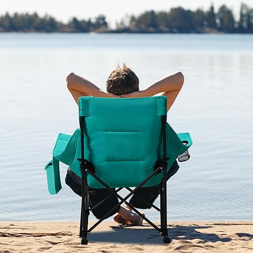 Miniatura 7 de Silla mecedora de gran tamaño con reposacabezas y soporte para tazas, capacidad de 400 libras, tela Oxford 600D, silla mecedora portátil fácil de