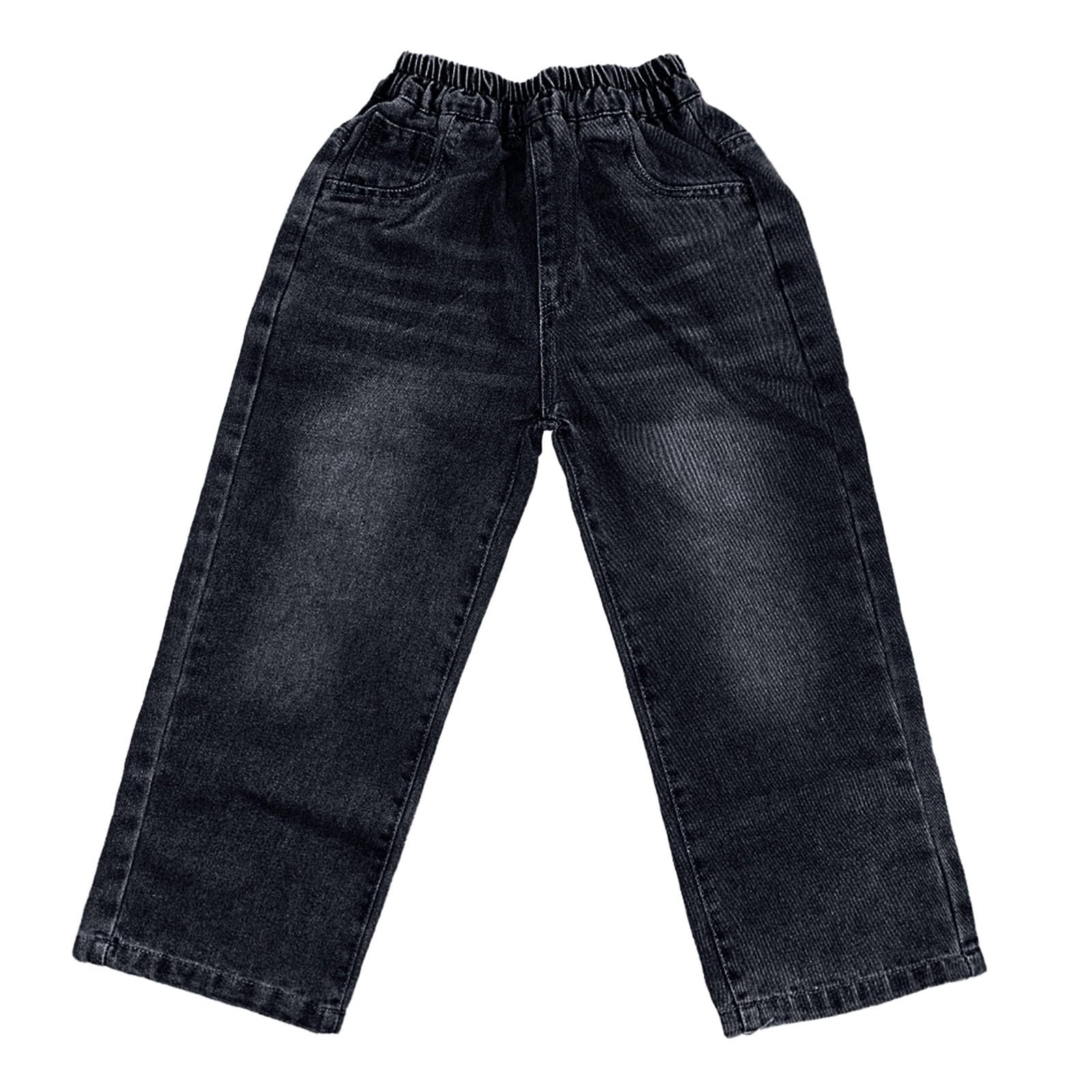 Mode Baggy Jeans Jungs Straight Jeanshose mit Elastischem Bund Kinder Denimhose Loose Fit Cargohose Hosen Jungen Jeans Jungen 158 164