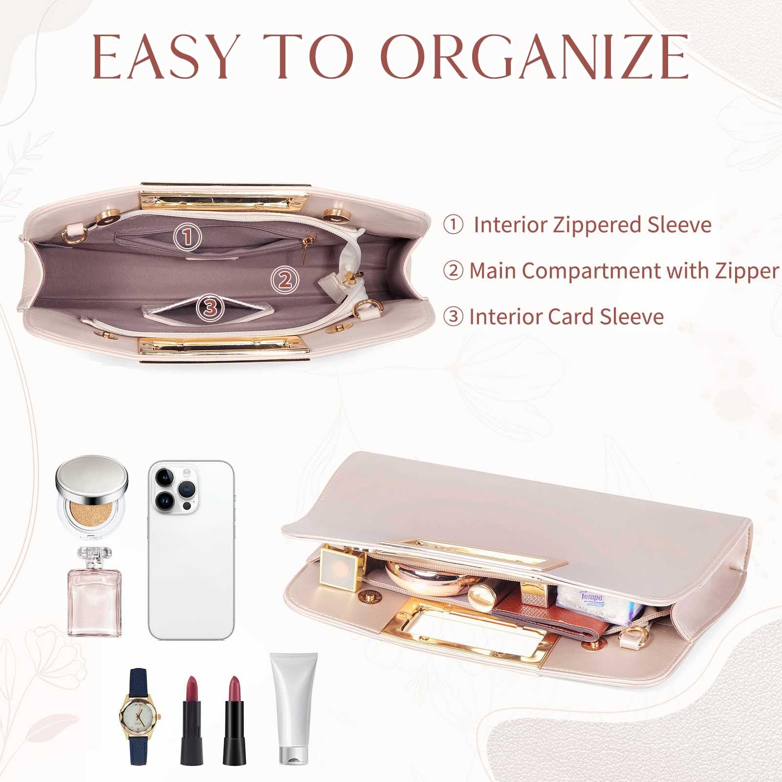 VASCHY Pochettes et Clutches Femme, Élégant Sac a Main Femme Bandoulière à Poignée Découpée en Cuir PU avec Chaîne pour Mariage Soirée Parti
