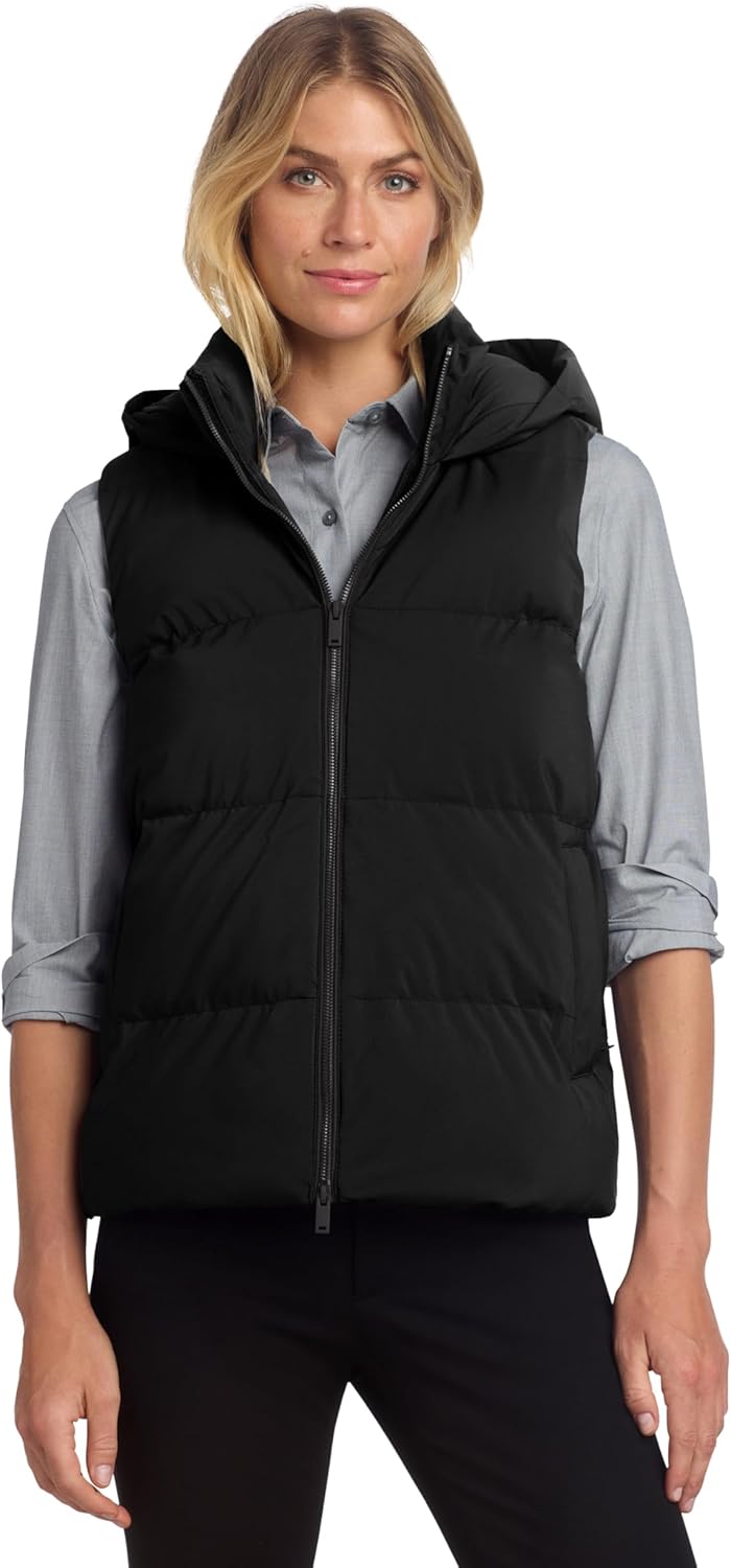 Mercer+Mettle Women's Puffy Vest | Hooded Puffer Vest for Women, Water Repellent, Breathable, Lightweight Insulation