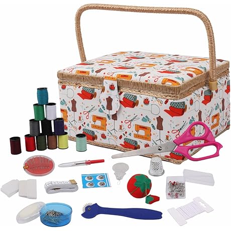 Classic Fabric Design Sewing Kit Accessories Large Sewing Box