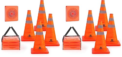 Miniatura 11 de RoadHero 28 Pulgadas 1 Paquete Conos de Tráfico Plegables de Seguridad, Conos Emergentes Multipropósito con Collar Reflectante para Seguridad