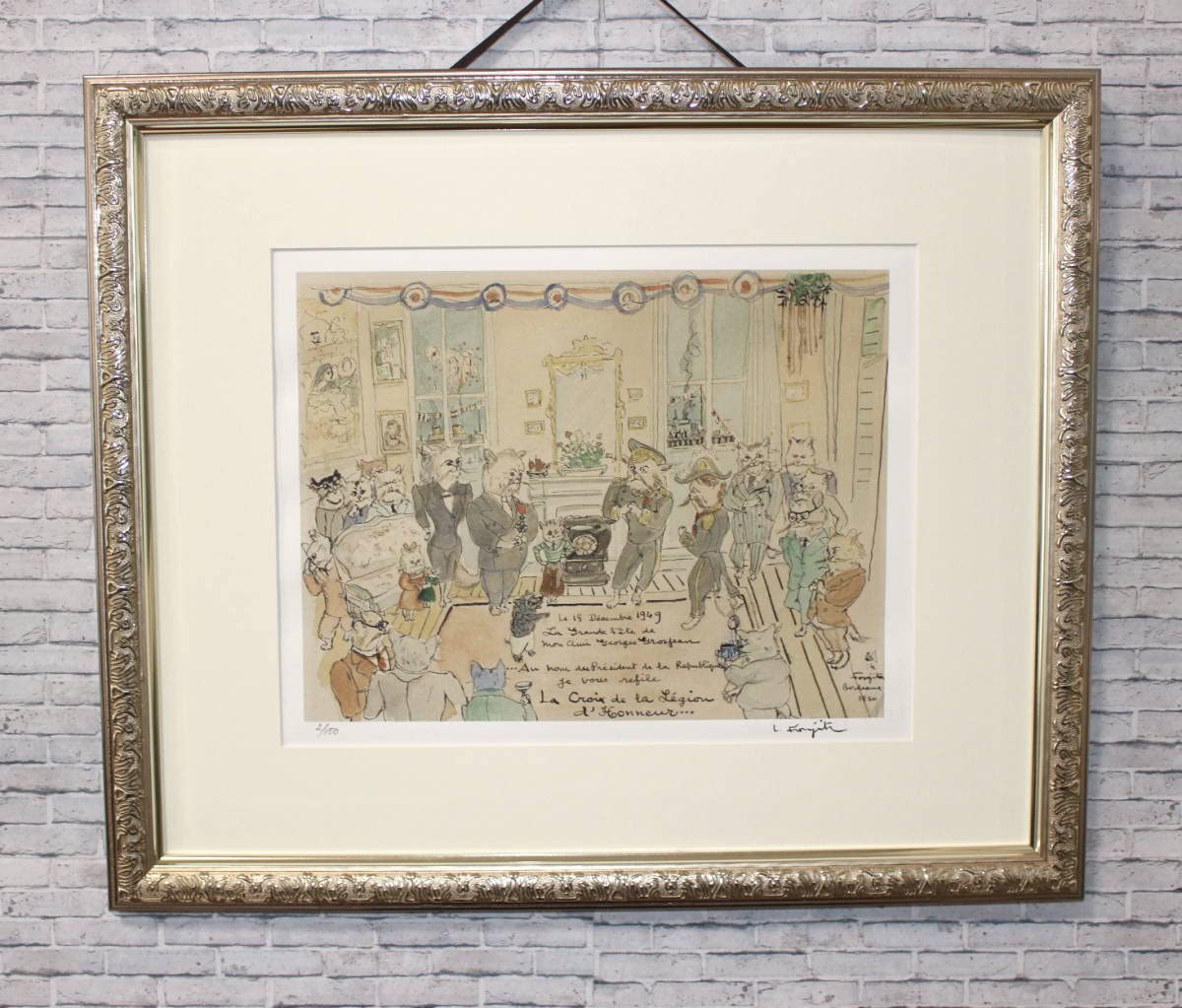 藤田嗣治 リトグラフ 「La croir De la Legion」150部限定