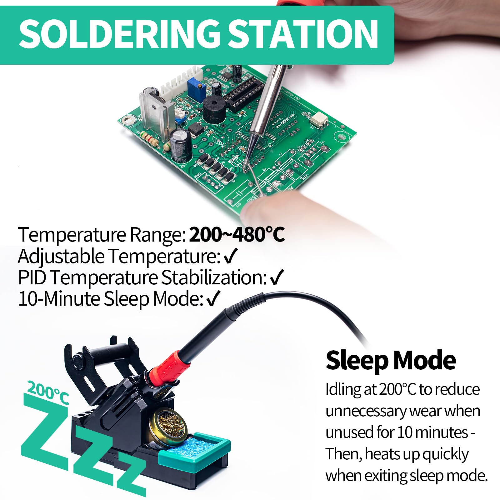 YIHUA 938BD-I 2 en 1 Estación de retrabajo de aire caliente 110W EVO Estación de kit de soldador con pantallas de temperatura dual Modo de suspensión