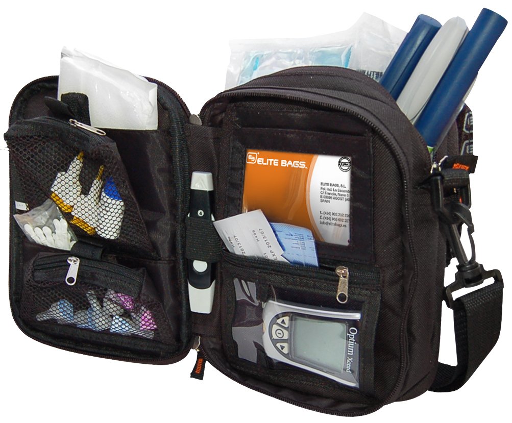 Elite Bags, Sac à bandoulière isotherme, Mod. Fit's, Pour personnes diabétiques, Noir et orange