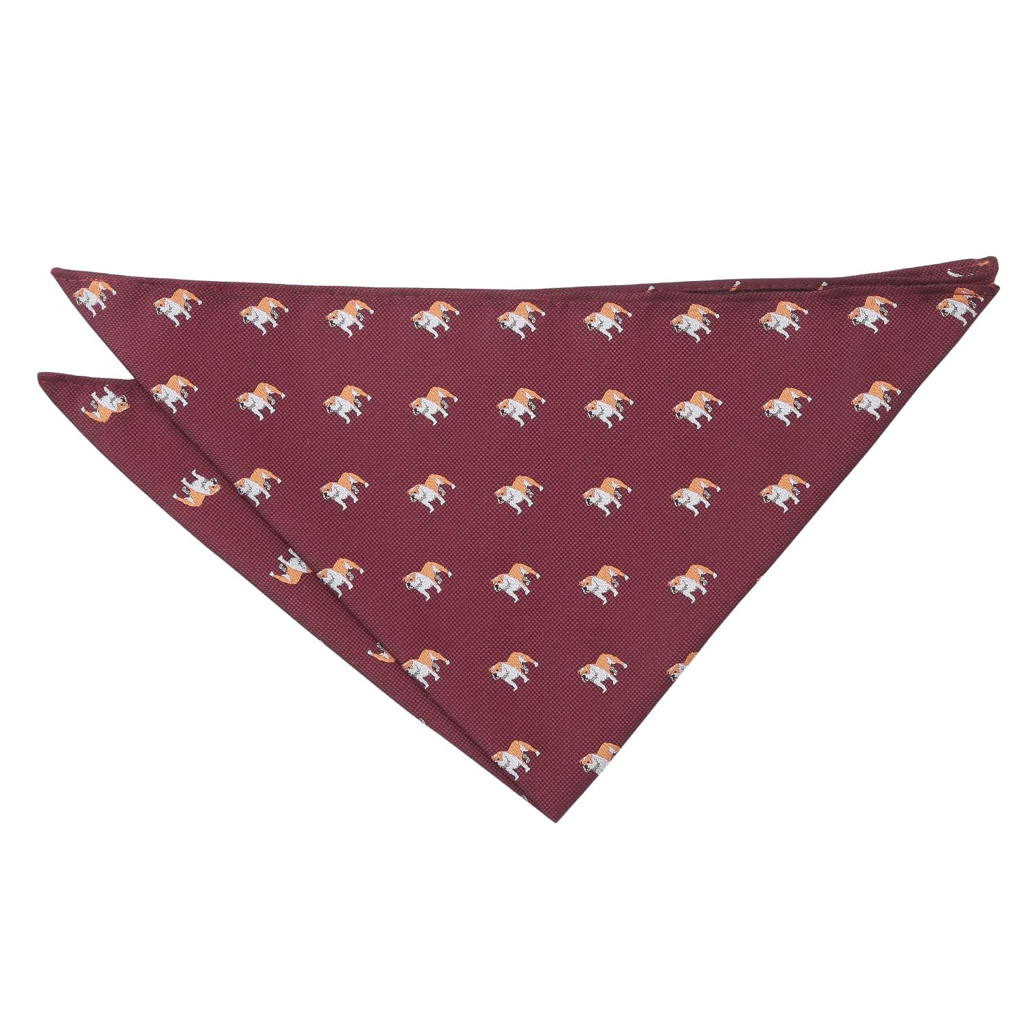 DQT Men's Embroidered Dogs Novelty Handkerchief Pocket Square - Burgundy Bulldog