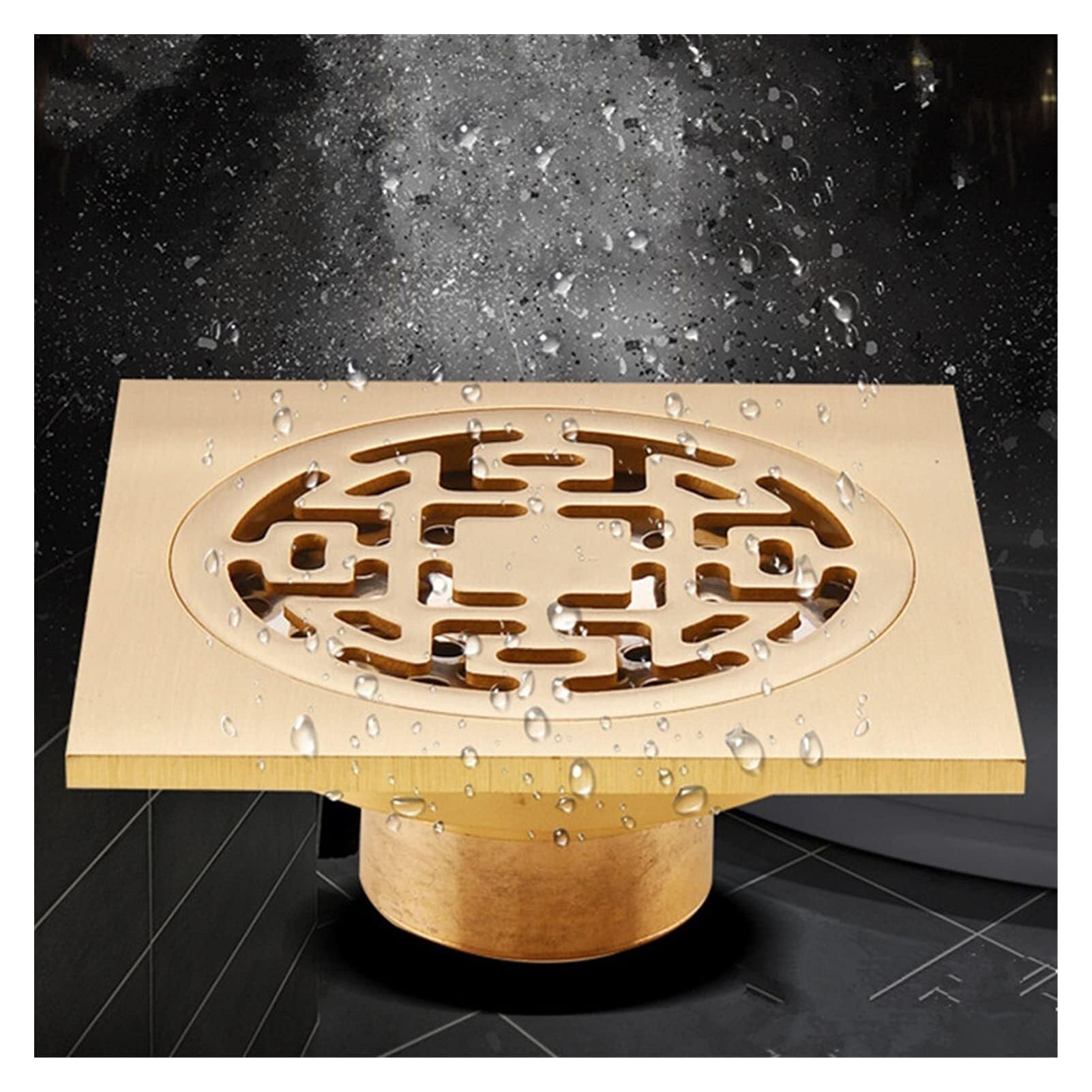 Floor Drain Floor Drain Cover Bathroom Shower Waste Gold Drainage 10 * 10cm Square(3)