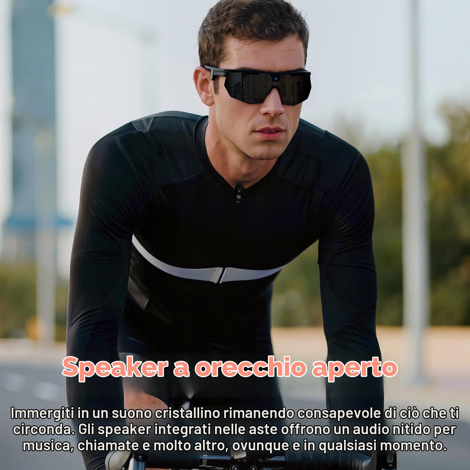 GenXenon Occhiali Smart Con Camera, Registrazione Video 4K, Fotografia, Riconoscimento oggetti AI, Occhiali Da Sole Con Fotocamera Per Sport All’Aperto Come Ciclismo, Sci E Escursionismo (Nero)