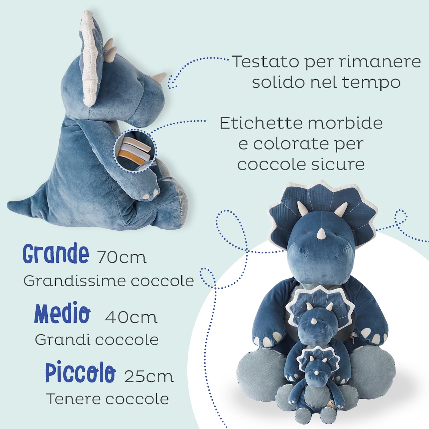 Noukie's - Doudou per Bambini - Peluche Gigante Ops - Doudou in Cotone Bio - Misura Adatta ai Bambini (80 cm)