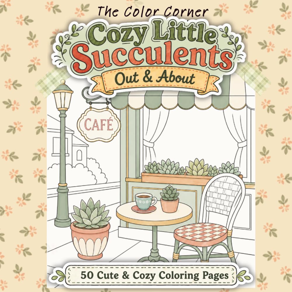 Cozy Little Succulents: Out & About: A Relaxing Succulent Coloring Book for Adults with Cute Outdoor Plant Scenes, Cozy Cafés, and Charming Everyday Places (Cozy Little Moments)