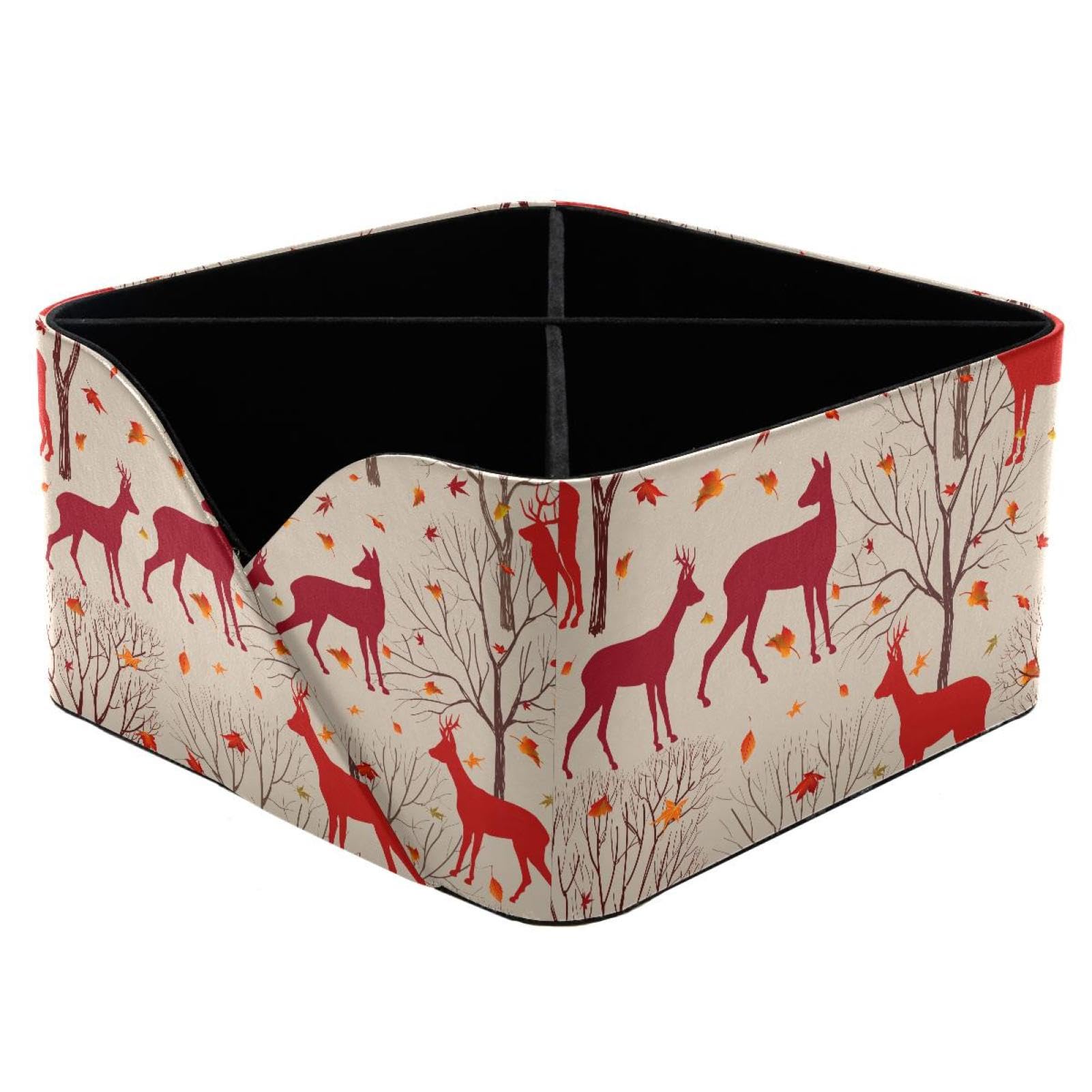 KengjuTesu Autumn Forest Animals Desktop Organizer Pen Holder, Rectangular Pencil Cup for Office, Study and Makeup Stations