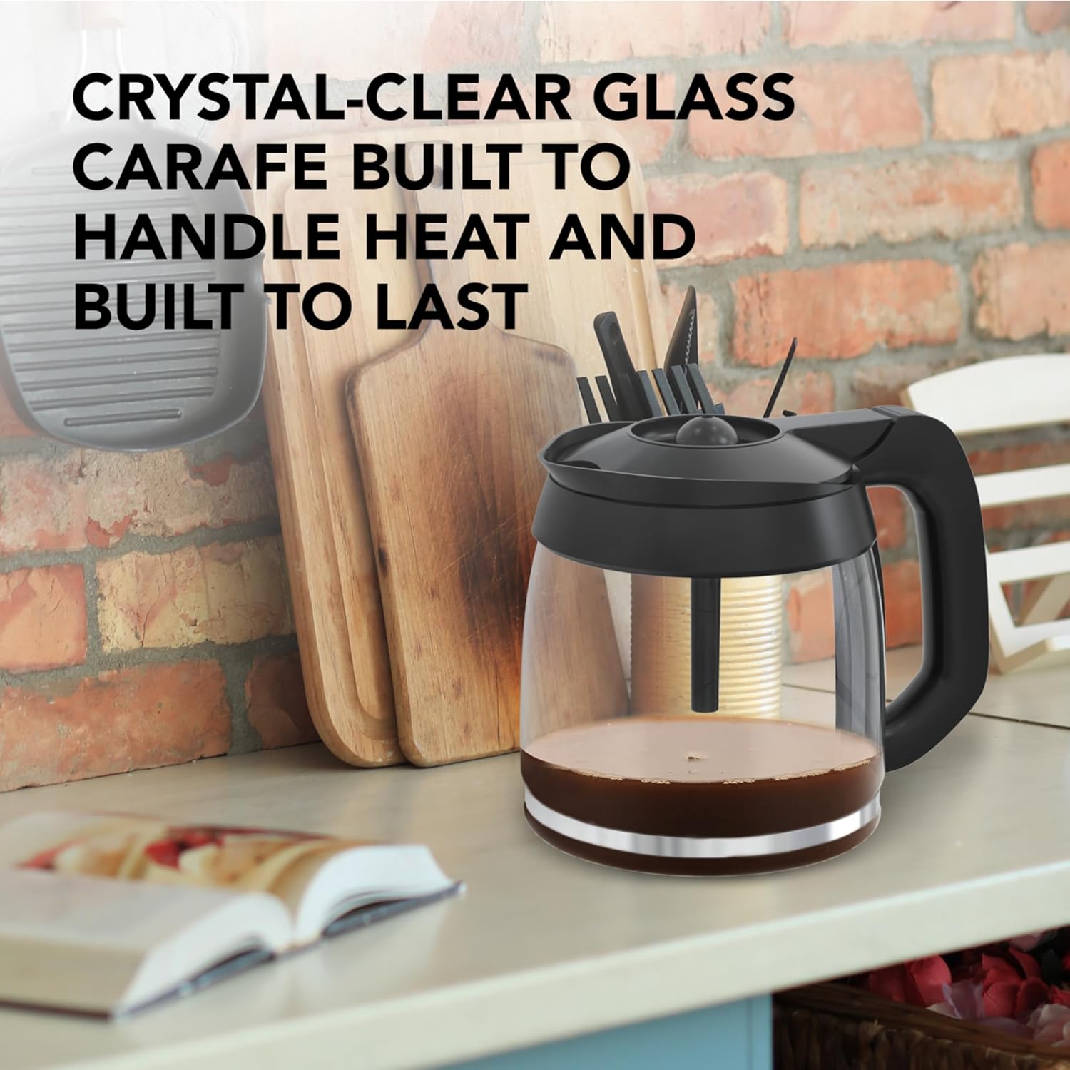 12-Cup Glass Coffee Carafe Replacement Compatible ONLY with Ninja Coffee Brewer Maker Models CE251 CE201 CE201C CE200 CE200C