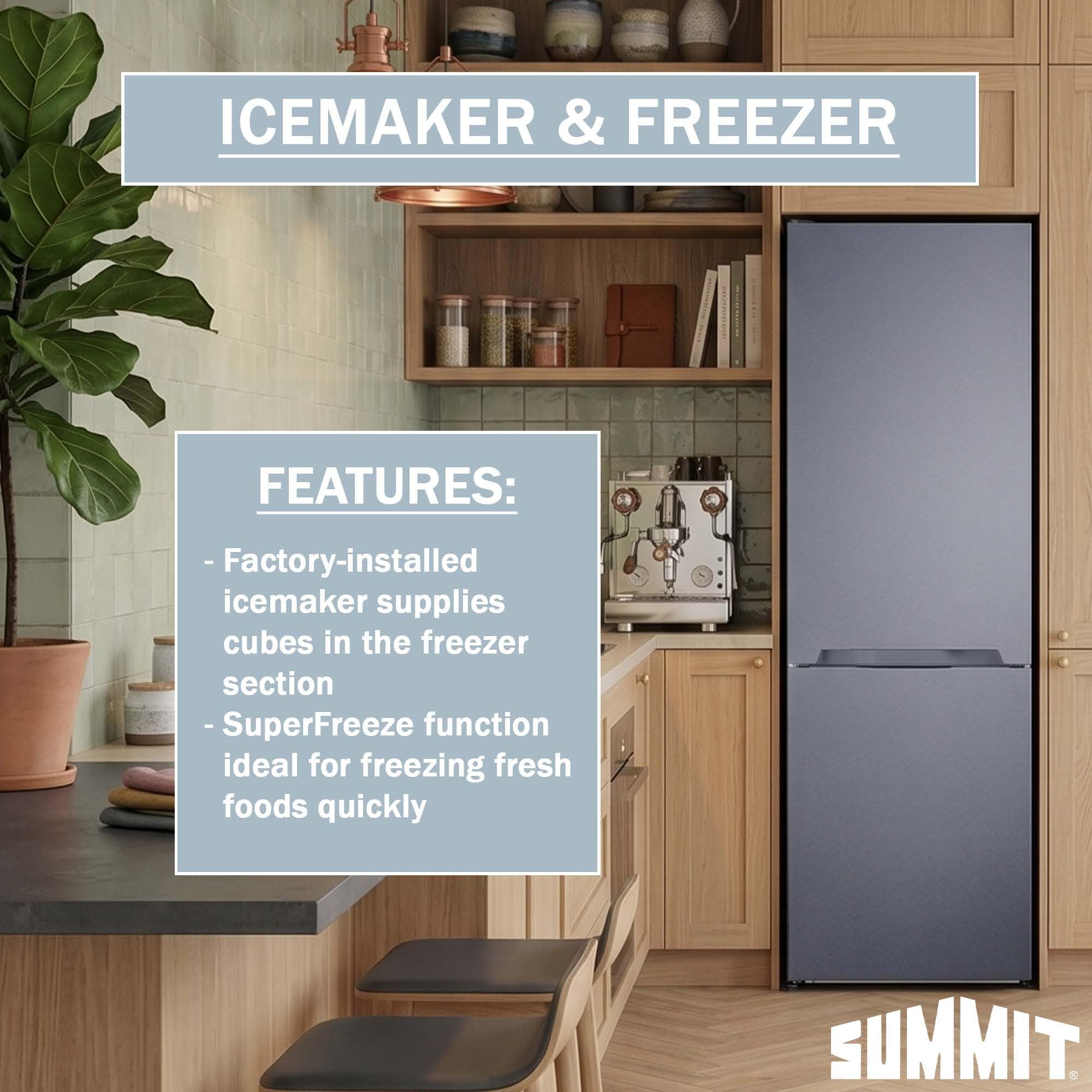 Summit 24" Bottom Freezer Refrigerator, Counter Depth Refrigerator- Freezer, With, Ice Maker, Stainless Steel - Ffbf124ssimlhd (Left Handed Door Swing) on Fridge.com - View 5