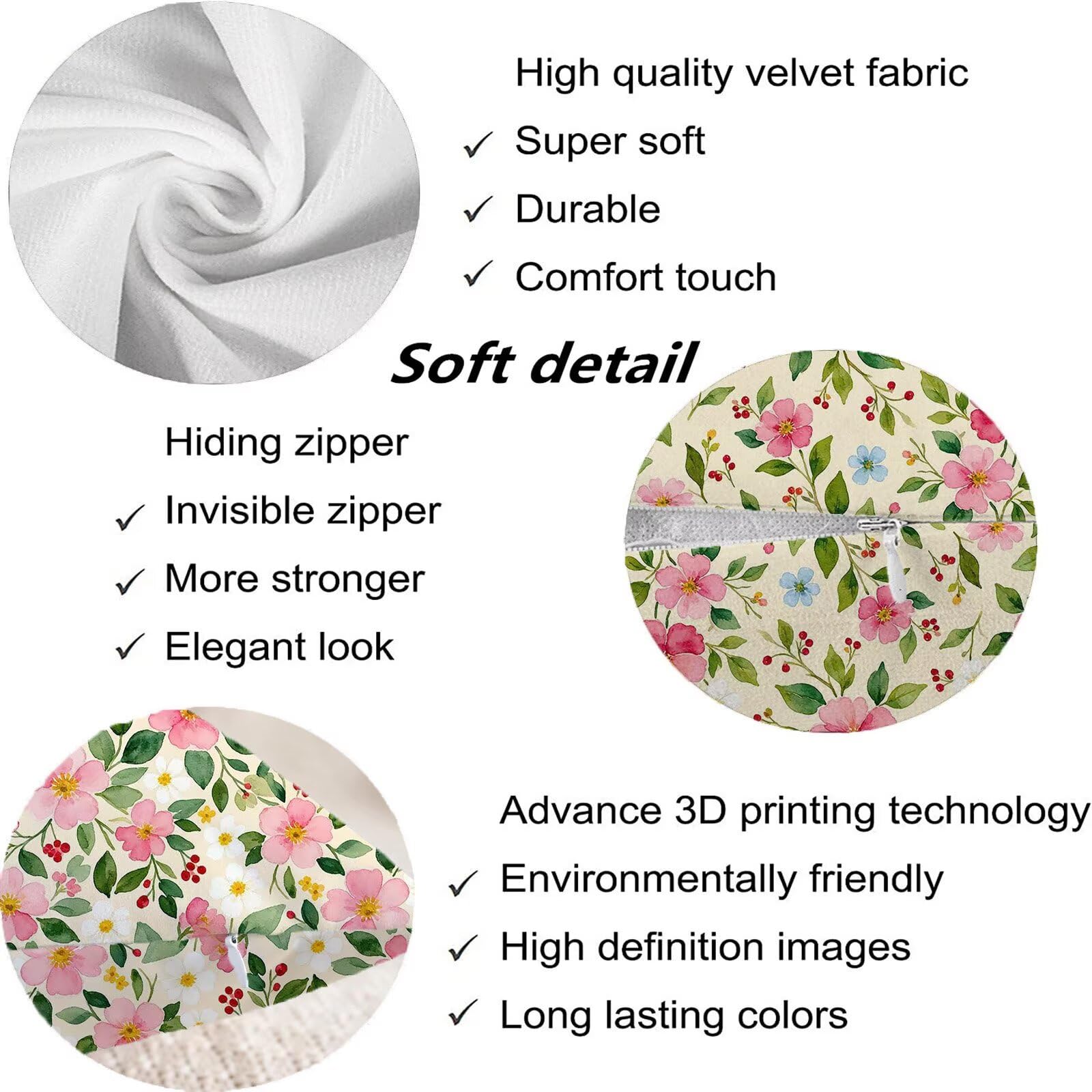 Rosa Federe Cuscini Divano 40x40cm, Cuscini da Esterno Set de 4, Cod-207