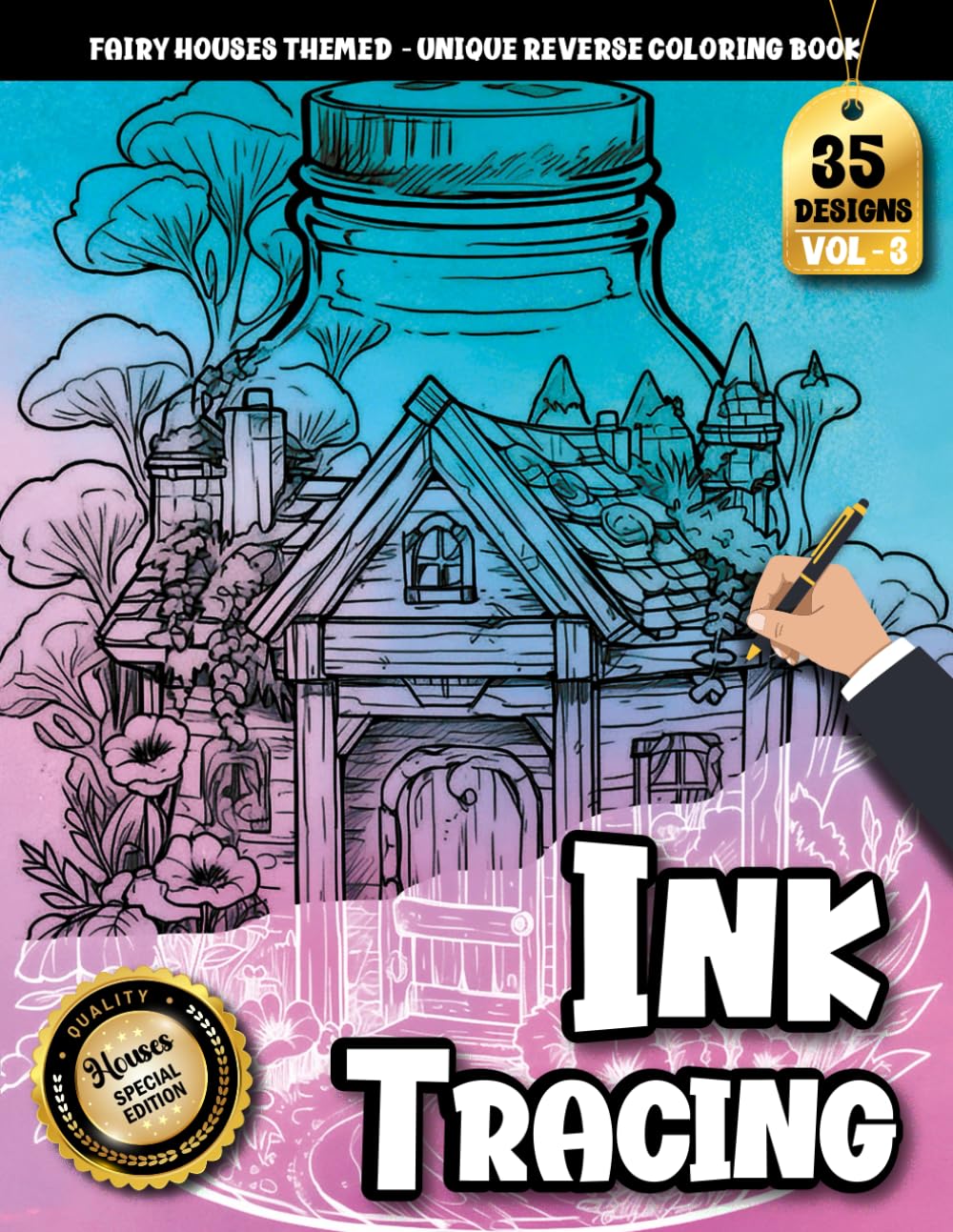 Ink Tracing Book For Adults: Magical Fairy Jar Illustrations Featuring Cozy Homes for Tracing, Calm Focus, and Creativity (Fairy House Series)