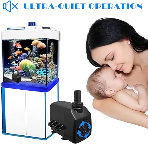 Miniatura 5 de Bomba de agua sumergible, flujo de 400 GPH 19 W 1000LH con elevación de 6.5 pies de alto para acuarios, peceras, estanques, hidroponía y estatuas,