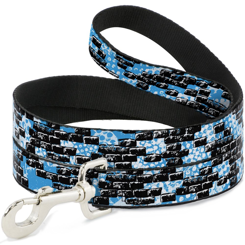 Laisse pour chien Grunge Briques Bleu avec sangle large et mousqueton acier