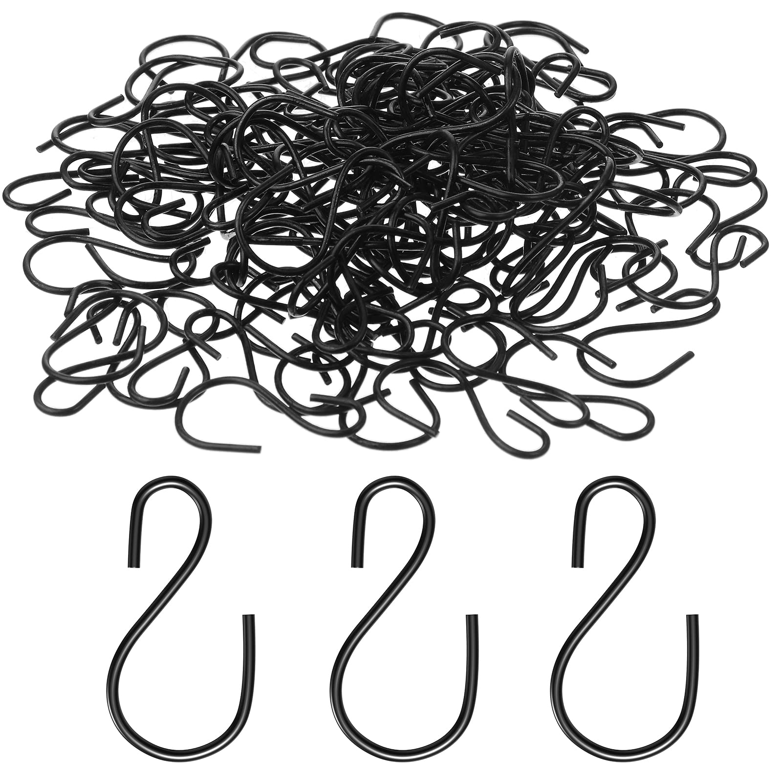 Sratte 240 Pcs Mini S Hook for Hanging 1 Inch Metal Hanging Hooks S Shaped Iron Wire Hook Hanger Mini Ornament Storage Hooks for Irish Day Decor Hanging Pot Plant Jewelry Keychain (Black) — image 1