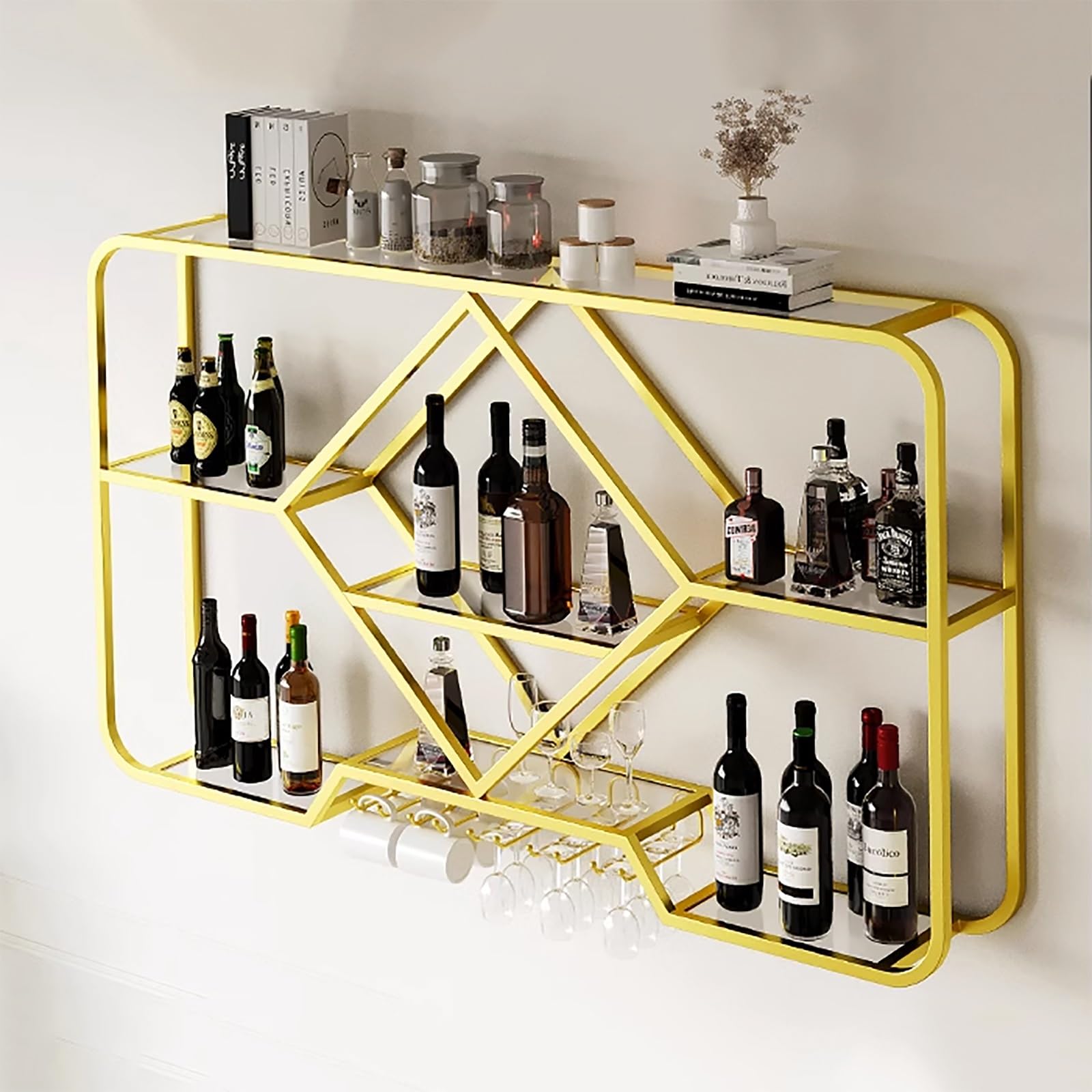 Botellero Vino Pared,Estantería De Botellas De Vino,Soporte Colgante Para Copas De Vino,Estante De Almacenamiento De Botellas De Vino De Cocina De Bar,Enfriador De Vino,Botelleros,Wine Rack ( Color :