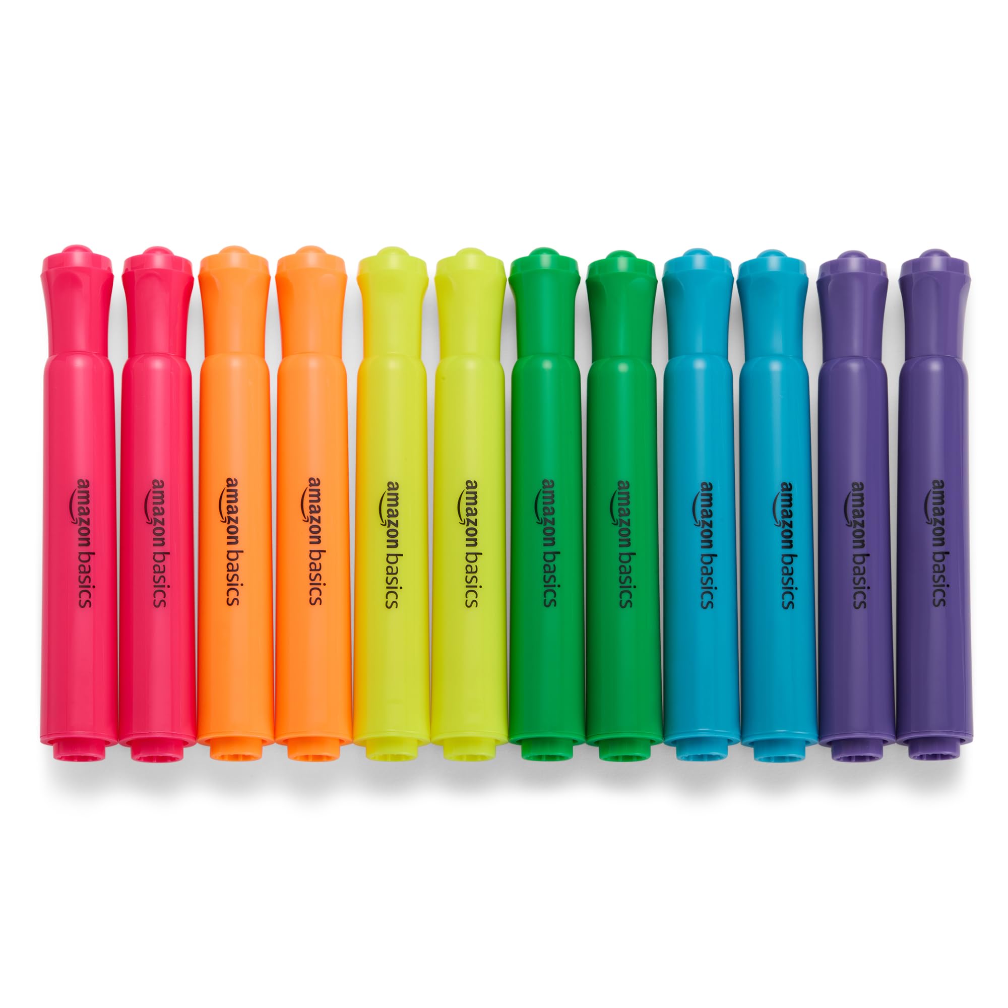 Amazon Basics Highlighters 12 Pack, Assorted Colors, Chisel Tip,Bible Highlighter,Office and School Supplies