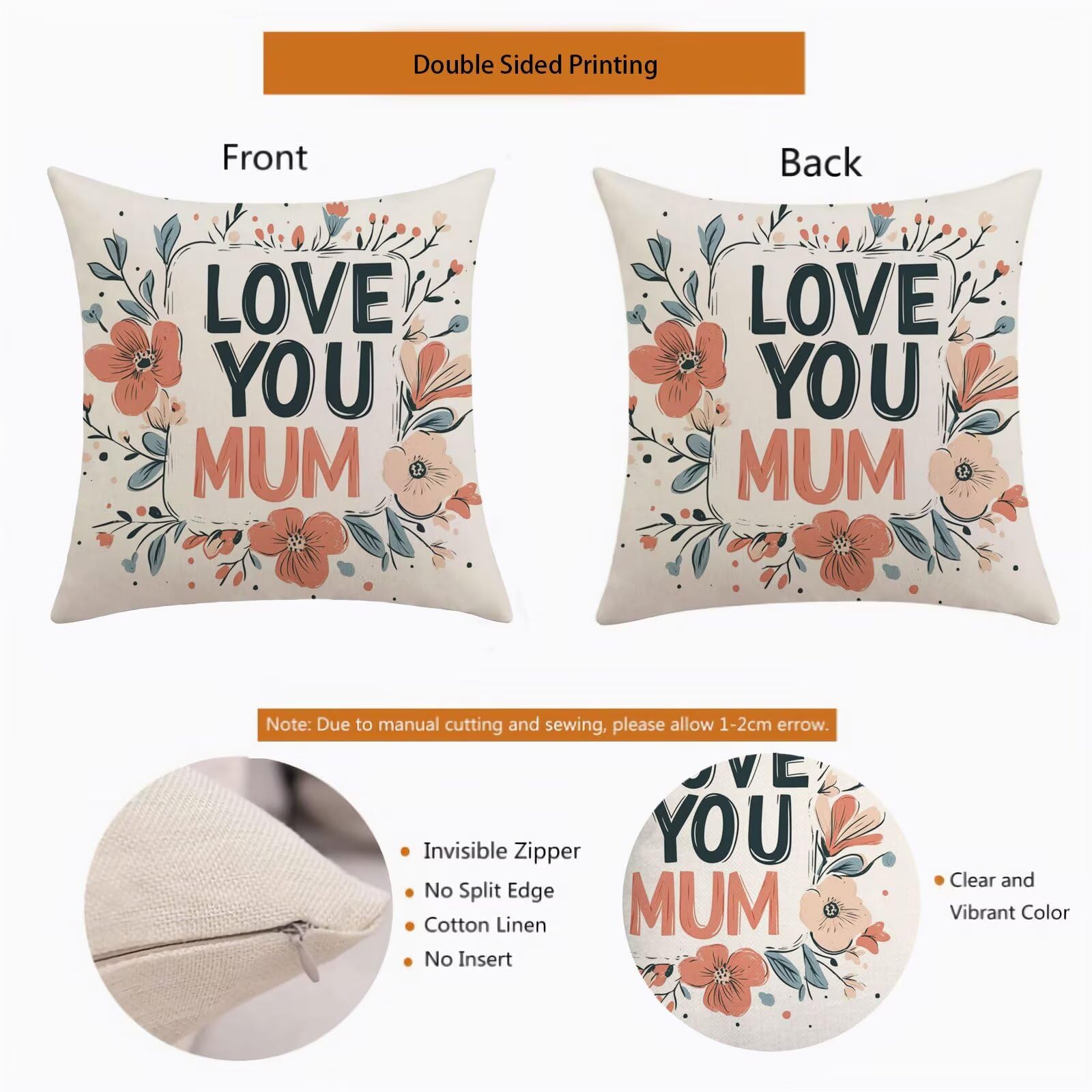 Festa della mamma Cuscini per Divano Esterno Giardino Fiore Cuscini 70x70cm Grandi Copricuscini per Divani Impermeabili Linoi Cushion Covers per Interno/Esterno Balcone Estate Regalo,Set di 4 BZ-6