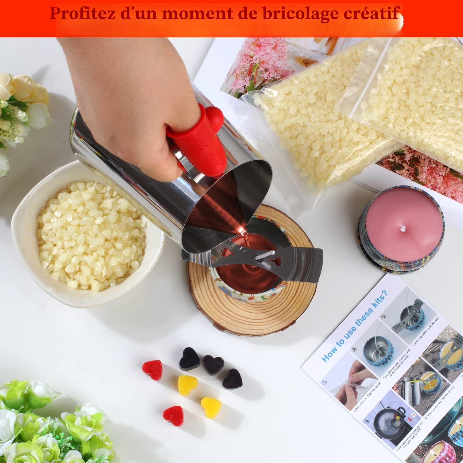 Kit de fabrication de bougies parfumées bricolage | Ensemble de bougies à faire soi-même avec parfum de qualité supérieure avec cire d'abeille, boîtes à bougies, huile parfumée, blocs de teinture