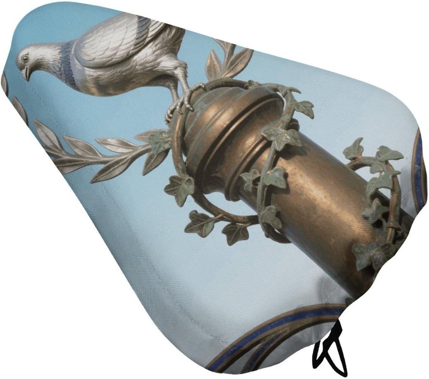 Waterproof Bike Seat Cover with Drawstring -Dove on Ivy Column Universal Exercise Bike Seat Cushion for Men & Women, Comfortable Non-Slip Bicycle Saddle Cover for Road/Mountain Bikes