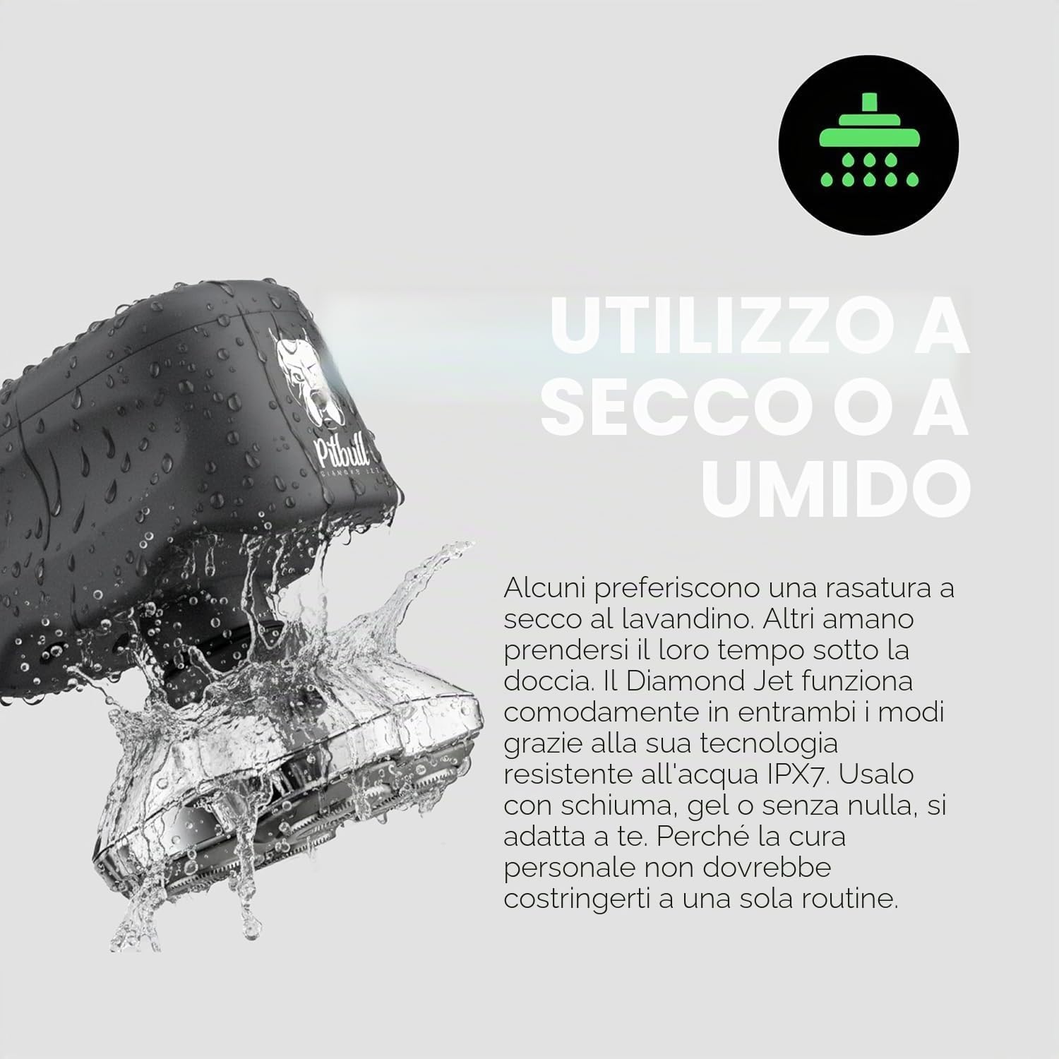 Skull Shaver Pitbull Diamond – Rasoio Elettrico Senza Fili per Testa e Viso da Uomo – Con Modalità Turbo, Uso Wet & Dry, Lame PRO, Custodia da Viaggio e Rifinitore Baby Beast 3SUM
