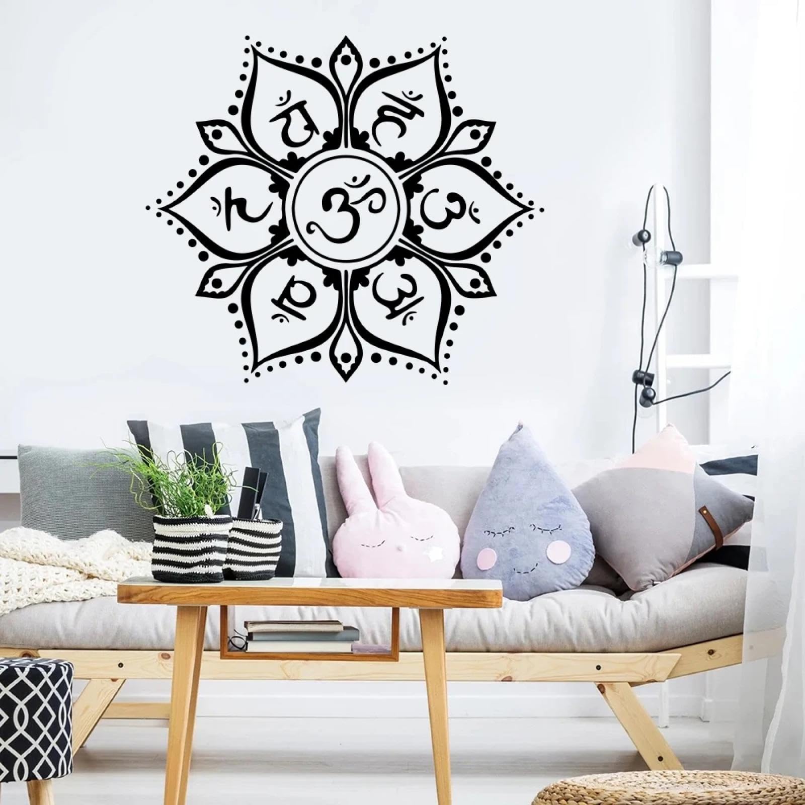 WEIMEIJIE Mandala Chakra Symbol Wall Stickers for Living Room, Yoga, Meditation, Relaxation, Bedroom, Home Decor, Wall Decor