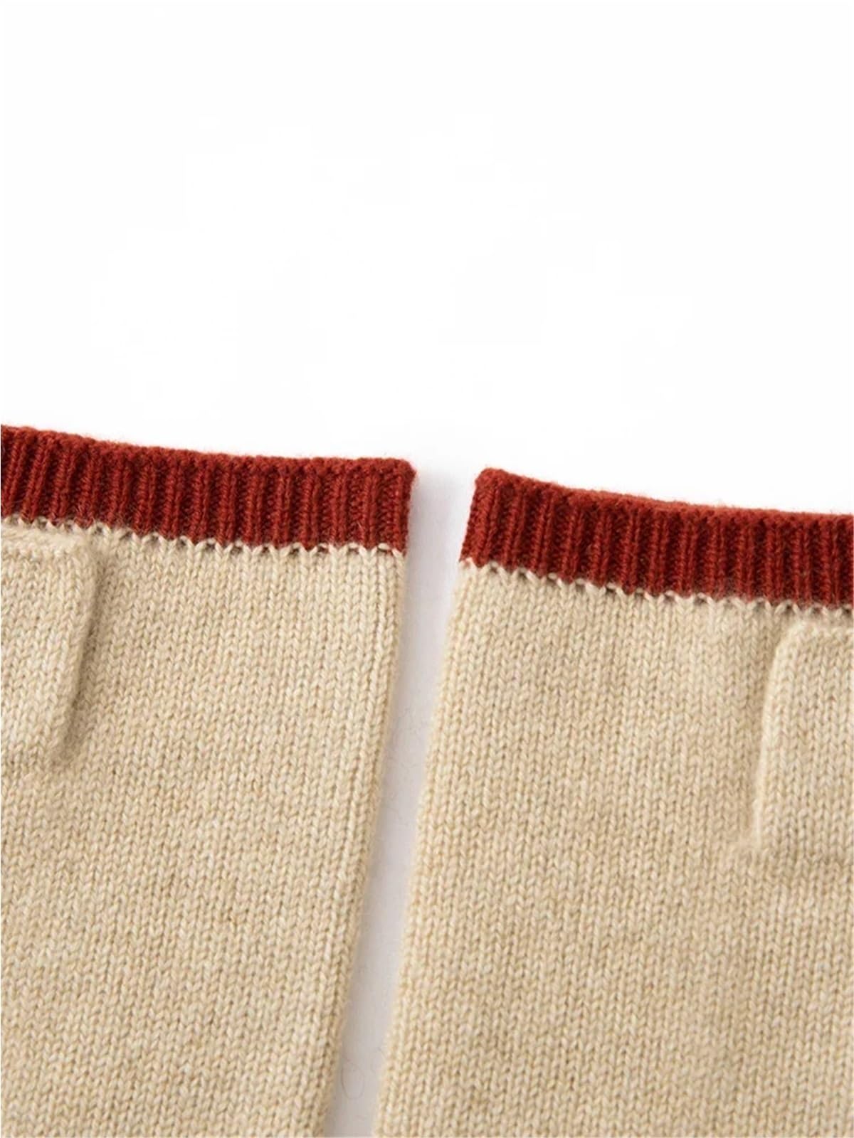 Manoplas de punto Guantes térmicos invierno sin dedos dos tonos semidedos Calentadores brazos