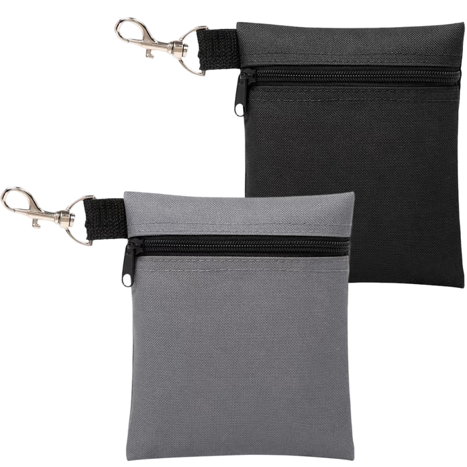DXPETA 2-Pack Golf Ball Bag Set,Golf Accessories Bag with 360°Rotatable Hook for Valuables and Golf Accessories, Portable Golf Accessories Bag for Driving Range and Course, Design in Grey and Black