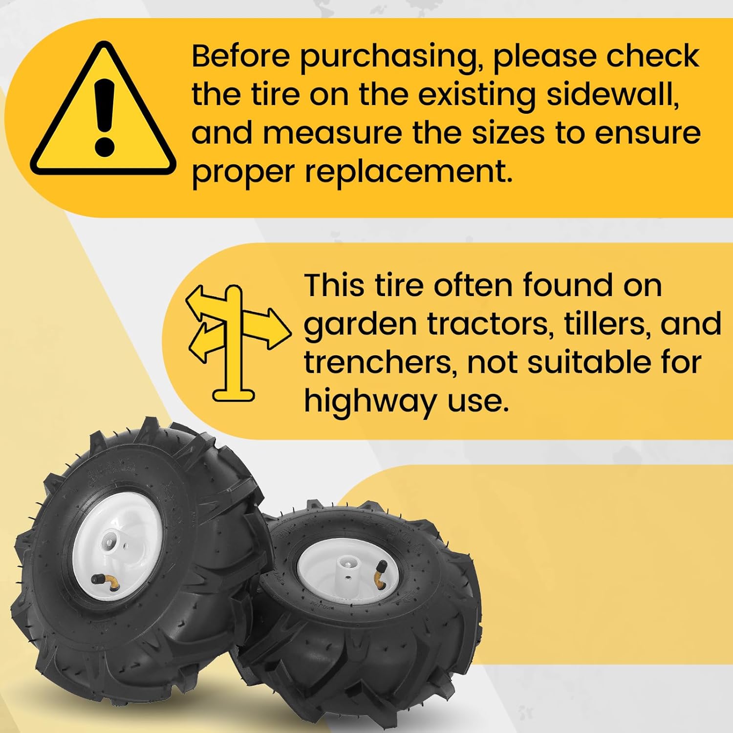 MZREXN 11x4.00-4" Tiller Tire and Wheel 2 Pack, 3/4" Axle Size, 3-1/8" Offset Hub, 4Ply Pneumatic, Compatible with Craftsman & Troy-Bilt Tiller Replacement Tire