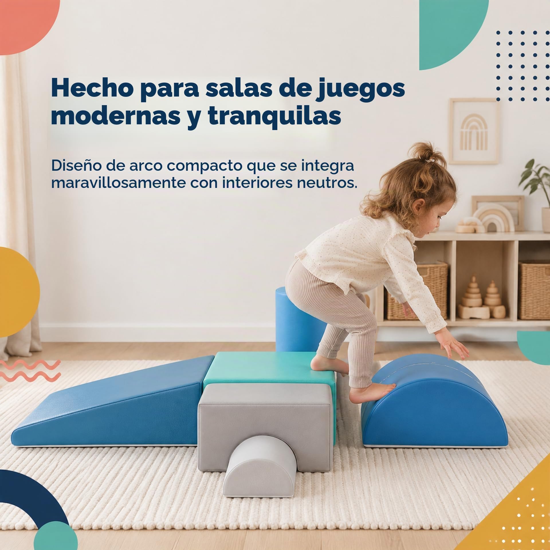 JungleDove Juego de 6 Bloques de Espuma para Niños: Cuero PU Bloques Psicomotricidad Infantil - Set de Escalada Arco Elíptico Suave Ligero para Interior Infantil para Escalar y Niños de 4 Años