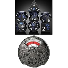 DNDND Glitter Blue D&D Metal Dice & DNDND Roulette Spinner Dice