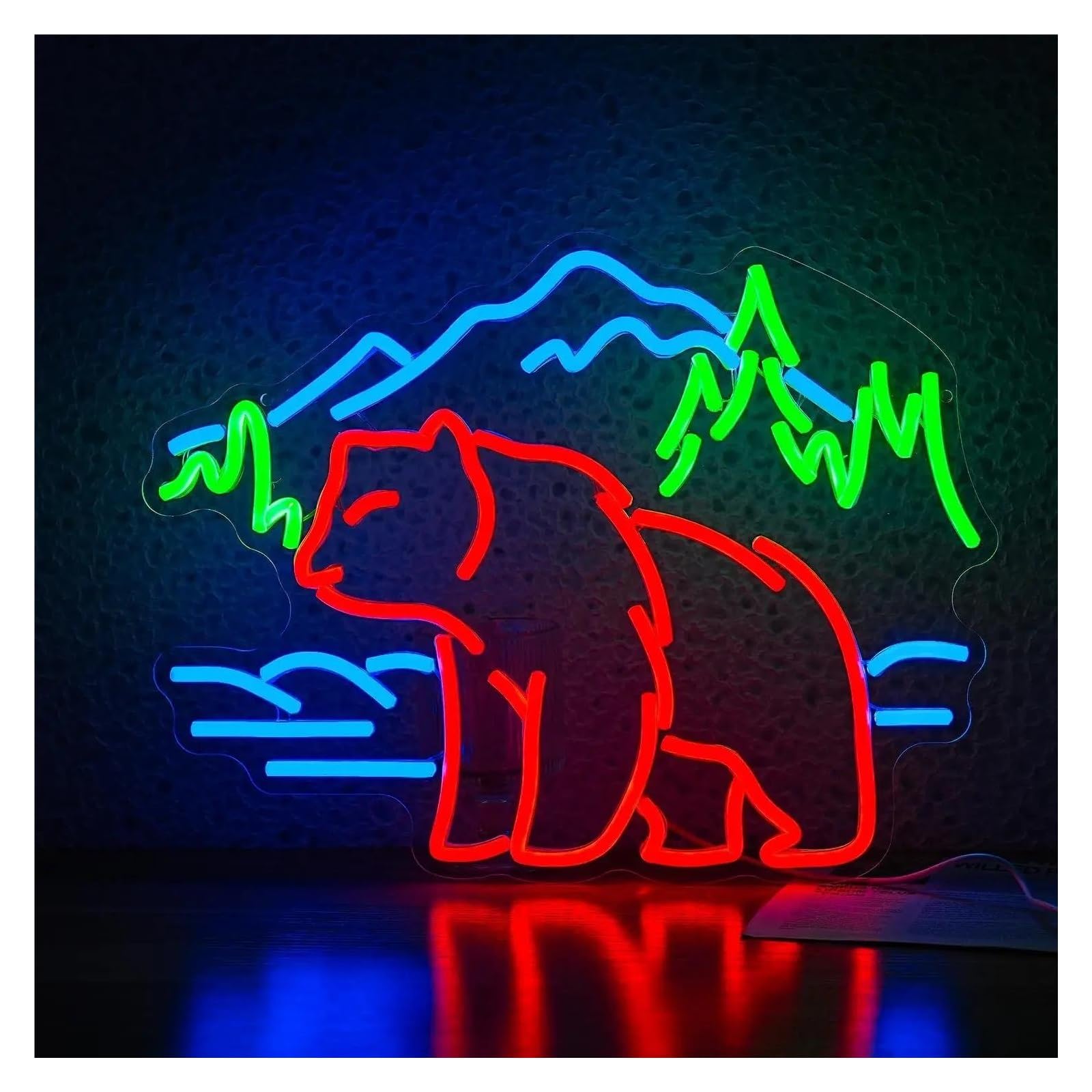 SHOUXI Sign Lamp Bear Neon Sign Mountain Light USB Powered for Living Room Hotel Zoo Game Room Kid Bedroom 40cmх30cm