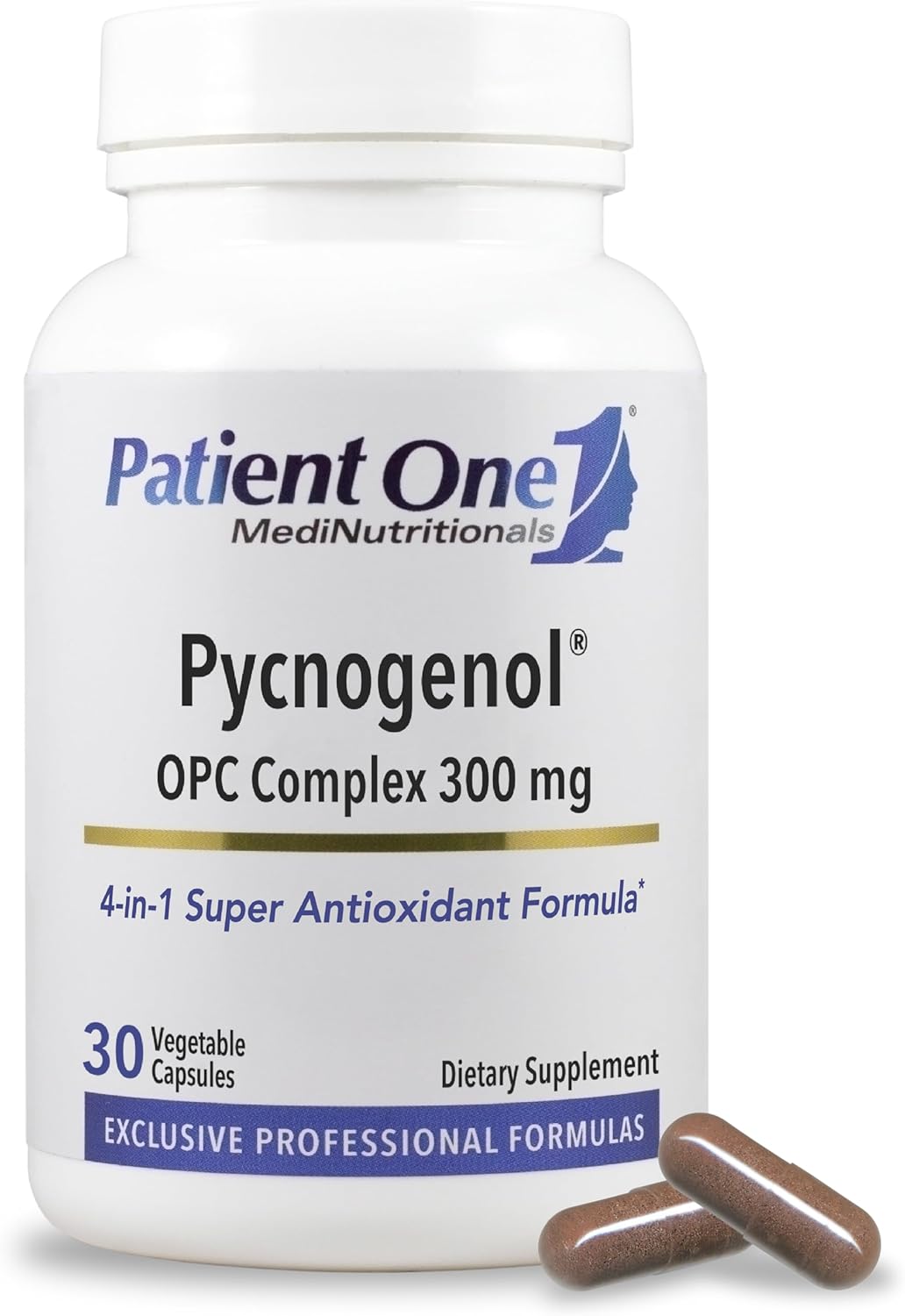 Patient One Pycnogenol OPC Complex 300mg | Supplement to Support Vascular Health and Healthy Aging* | French Maritime Pine Bark and More | 30 Capsules