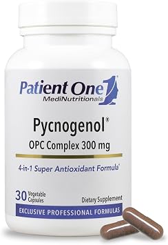 Patient One Pycnogenol OPC Complex 300mg | Supplement to Support Vascular Health and Healthy Aging* | French Maritime Pine Bark and More | 30 Capsules