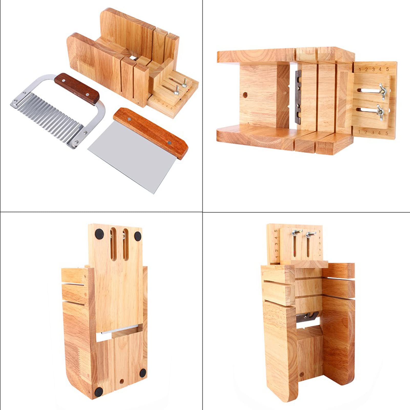 Juego de cortador de jabón de madera profesional con deflector ajustable, cuchillas de acero inoxidable, kit de fabricación de jabón hecho a mano para artesanos y artesanos